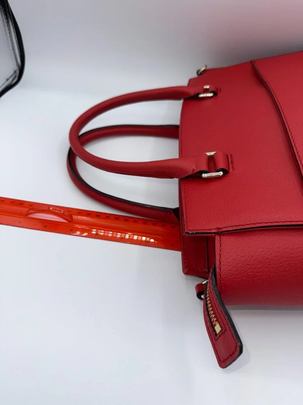 Kate Spade New York Red Leather Satchel Handbag Gold Hardware